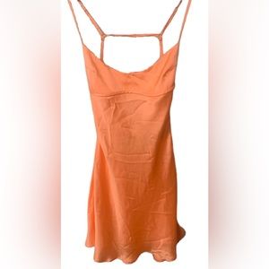 Zara Satin Effect Cut Out Mini Dress In Orange Size Small